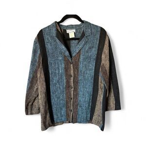 Vintage B. Bronson Linen Blend Lightweight Button Down Jacket Shirt M Lagenlook